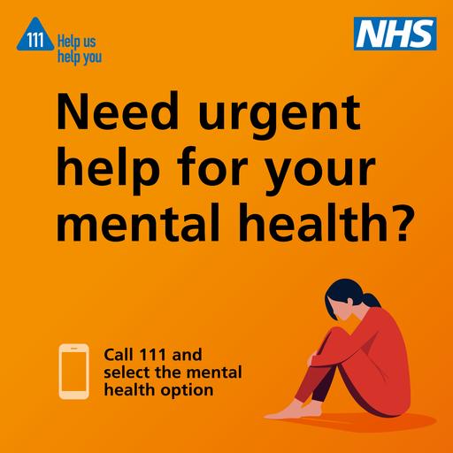 111 Mental health option Twitter orange woman