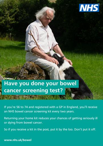 Bowel cancer posters old age man