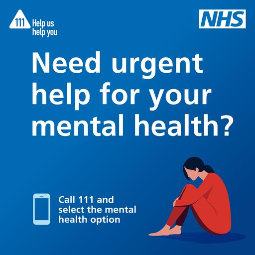111 Mental health option Twitter blue woman