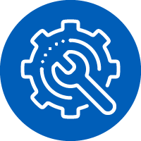 Icon: Outline of cog with spanner