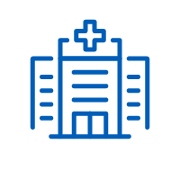 Icon: Outline of hospital building with medical cross symbol