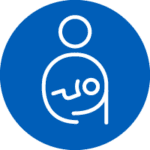 Icon: Outline of a pregnant lady with baby inside tummy.