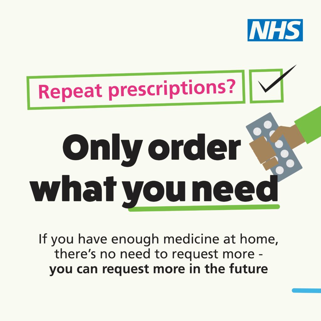 Repeat prescriptions only order what you need